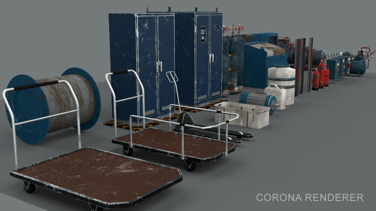 industrial stuff pack Low-poly 3D model_2