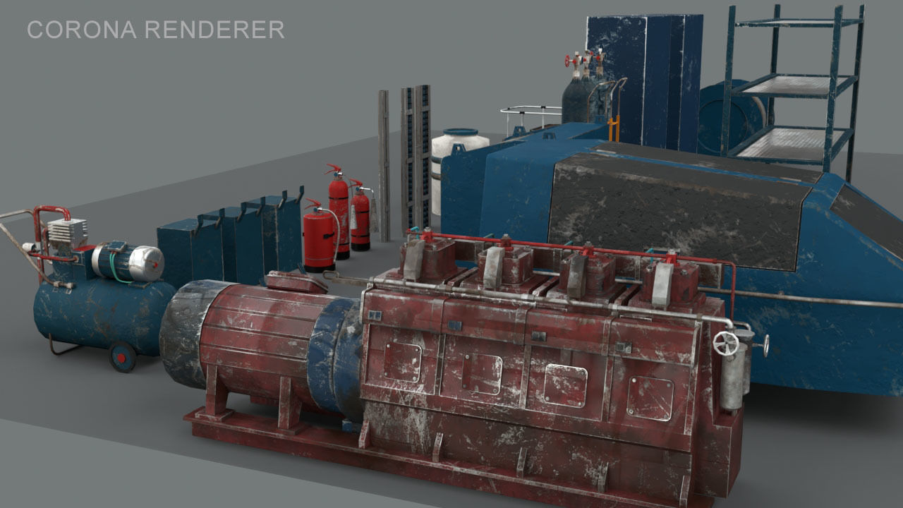 industrial stuff pack Low-poly 3D model_1