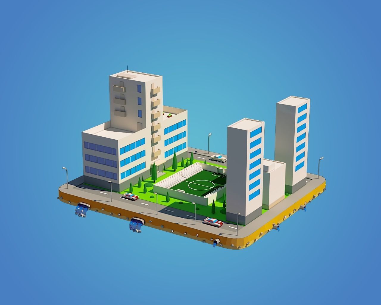 Low Poly City Block Low-poly 3D model_2