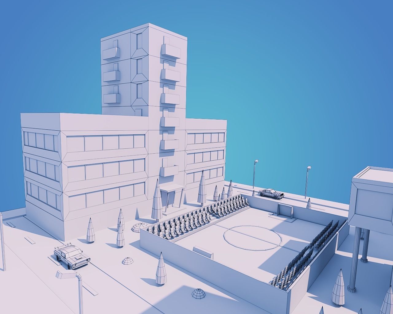 Low Poly City Block Low-poly 3D model_5