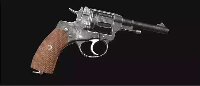 PBR Nagant Revolver Low-poly 3D model
