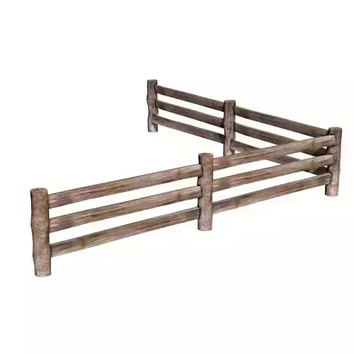 Wooden Fence  Low-poly 3D model