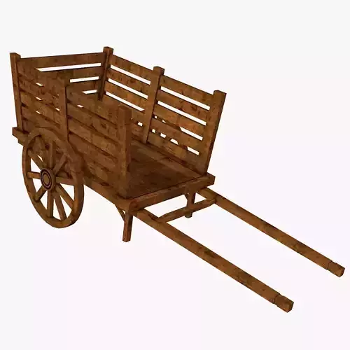 Old-School Wooden Cart Low-poly 3D model