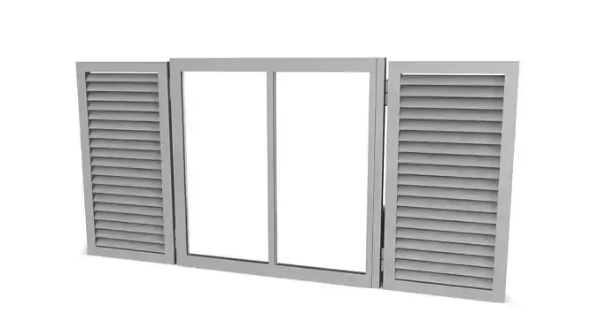 Low Poly Wooden Window Low-poly 3D model