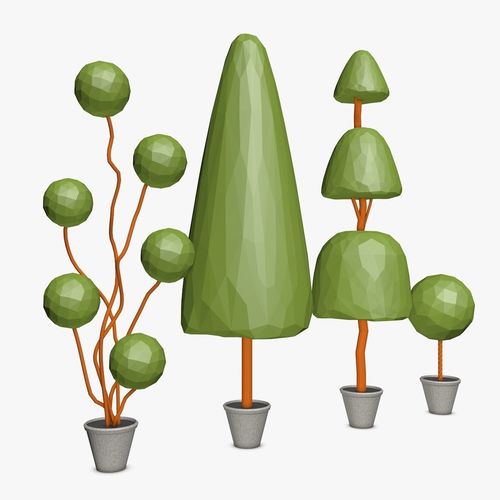 Low Poly Topiary tree in pot Low-poly 3D model