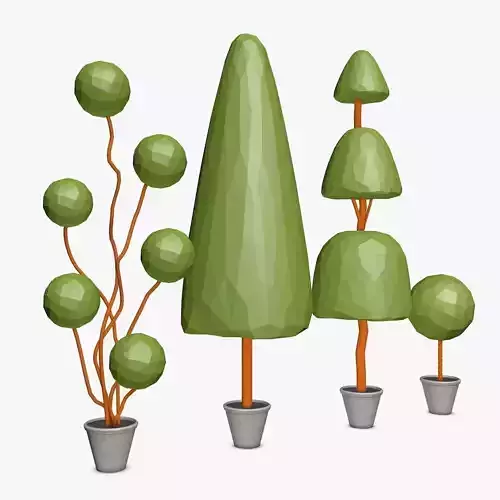 Low Poly Topiary tree in pot Low-poly 3D model