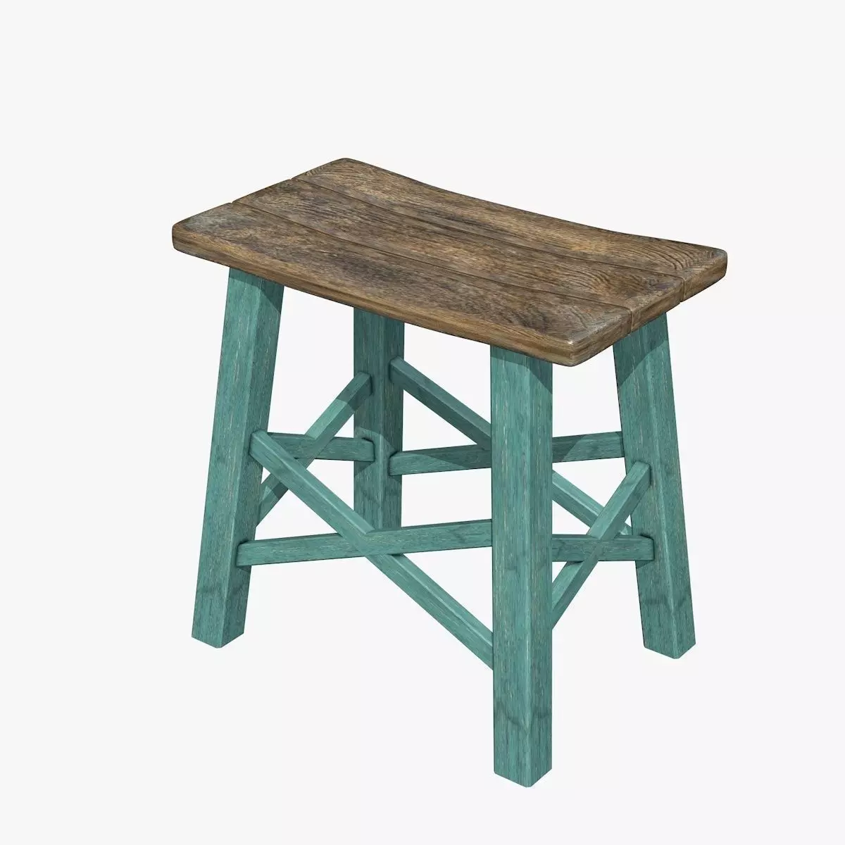 Blue Table with Chair Low-poly 3D model_5