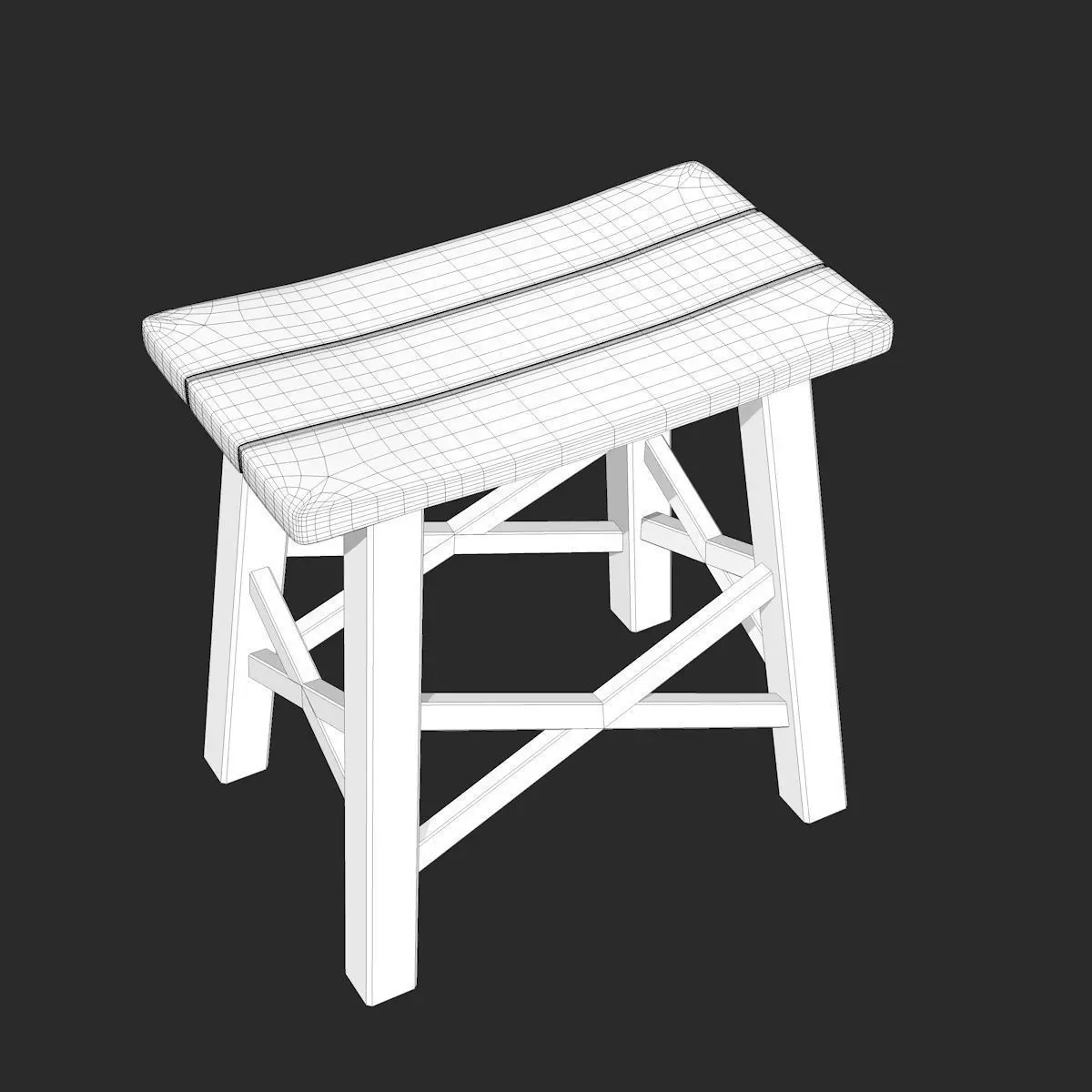 Blue Table with Chair Low-poly 3D model_8