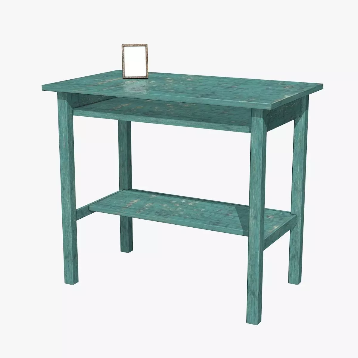 Blue Table with Chair Low-poly 3D model_3