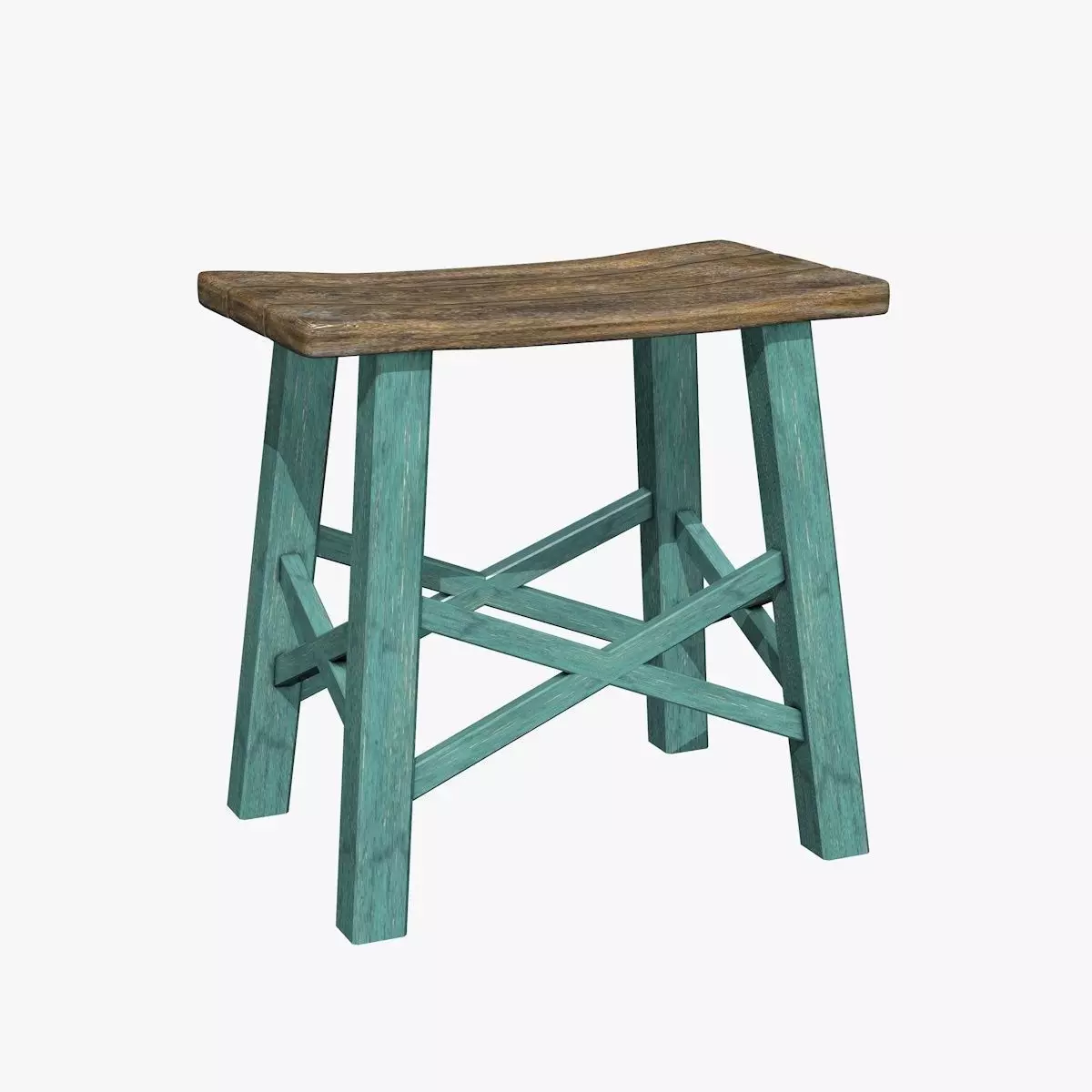 Blue Table with Chair Low-poly 3D model_4
