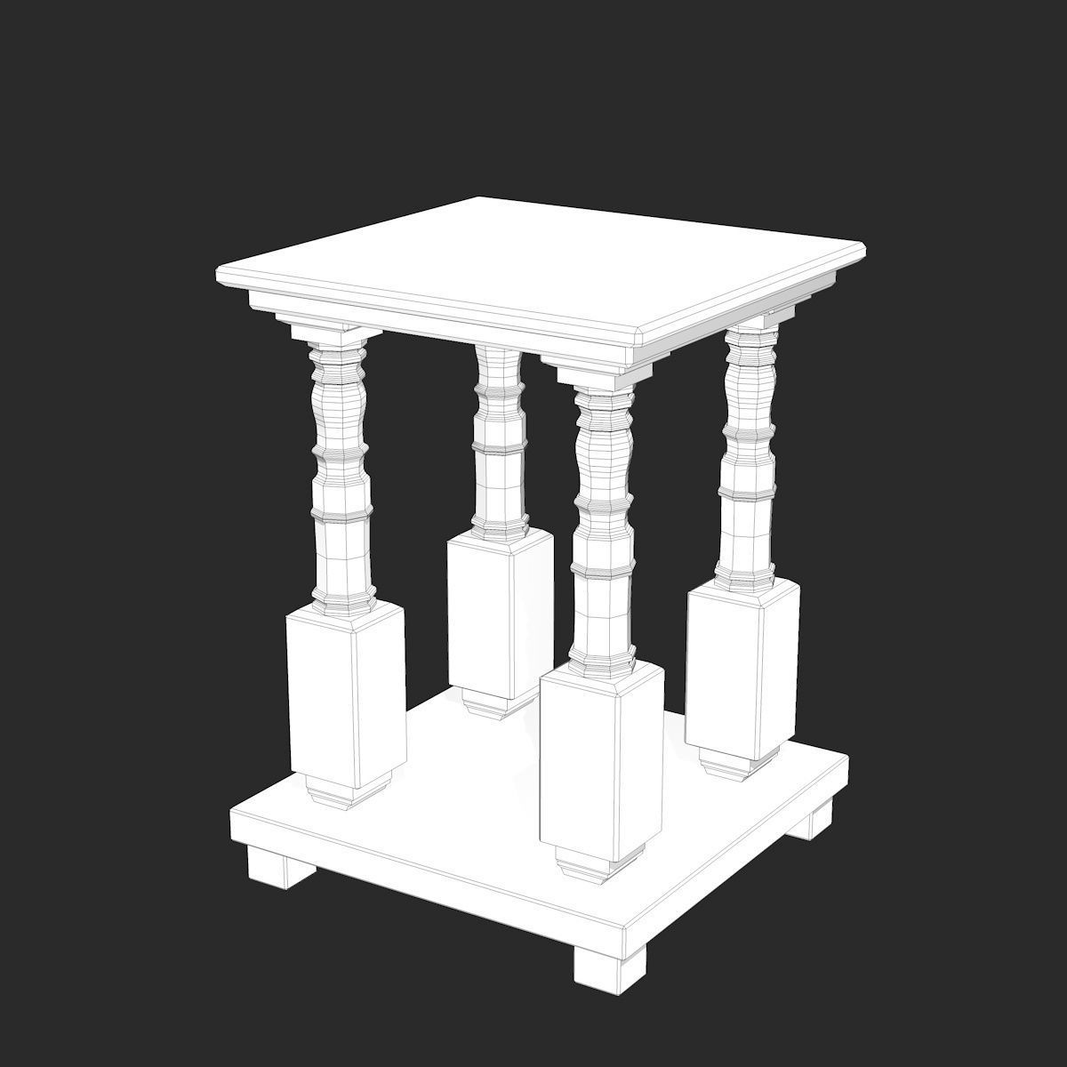 Black Celtic Stone Table Low-poly 3D model_7