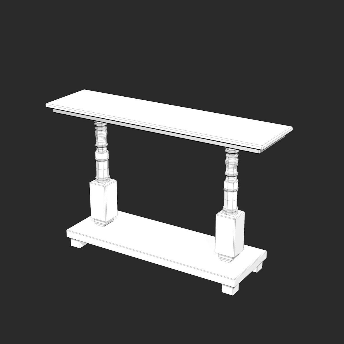 Ancient Black Stone Table Low-poly 3D model_8
