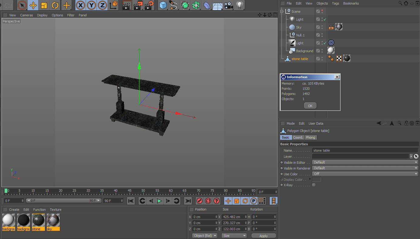 Ancient Black Stone Table Low-poly 3D model_4