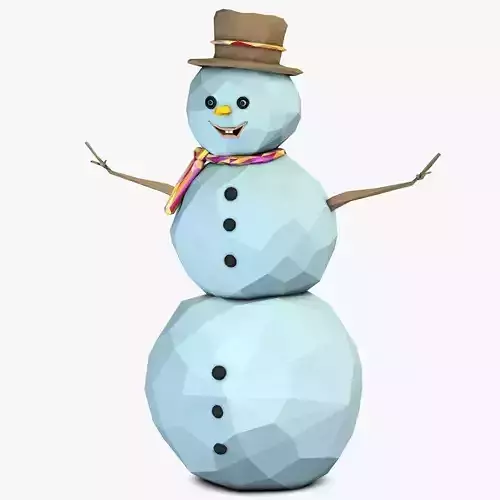 Snowman with a Hat Low-poly 3D model