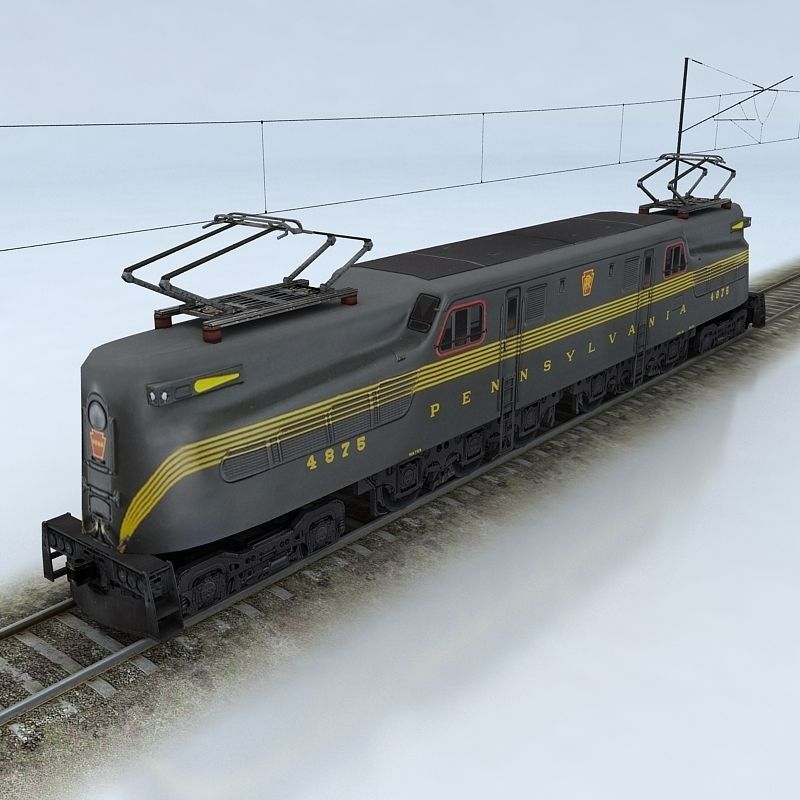 Trains Collection 3 train on tracks Low-poly 3D model_13