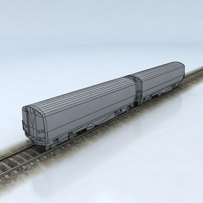 Trains Collection 3 train on tracks Low-poly 3D model_1