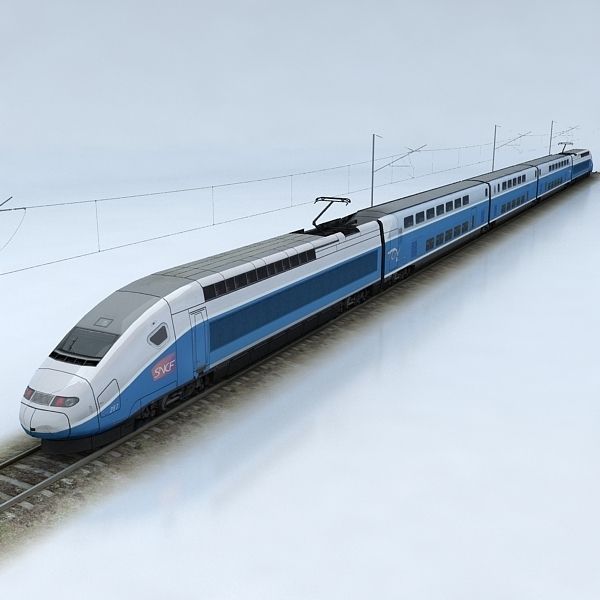 Trains Collection 3 train on tracks Low-poly 3D model_16