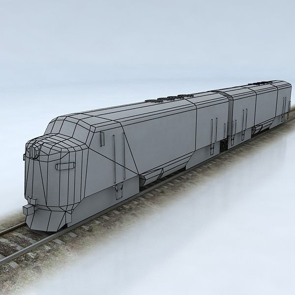 Trains Collection 3 train on tracks Low-poly 3D model_8