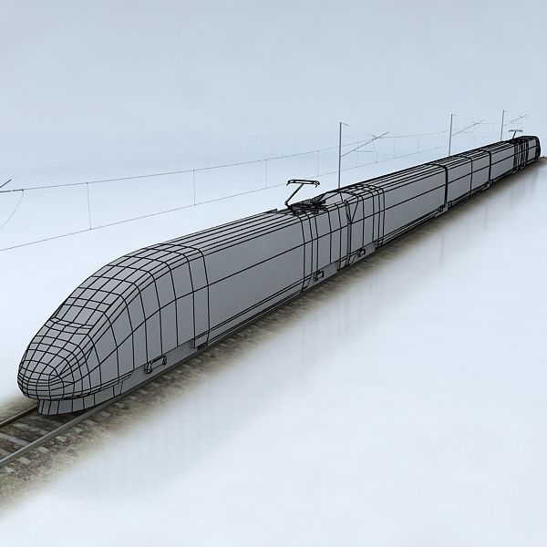 Trains Collection 3 train on tracks Low-poly 3D model_26