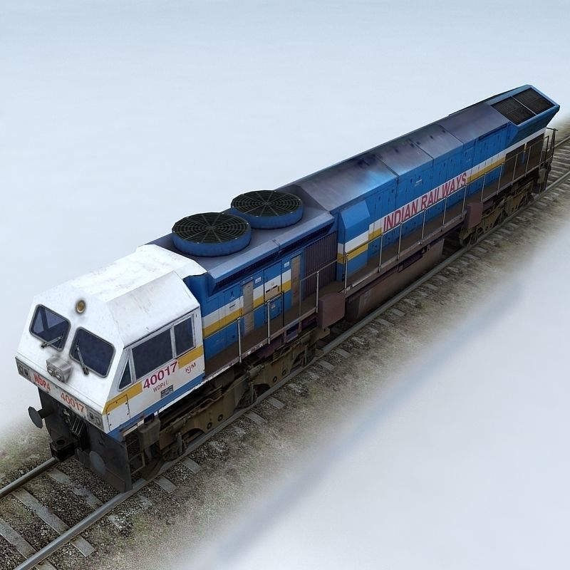 Trains Collection 3 train on tracks Low-poly 3D model_17