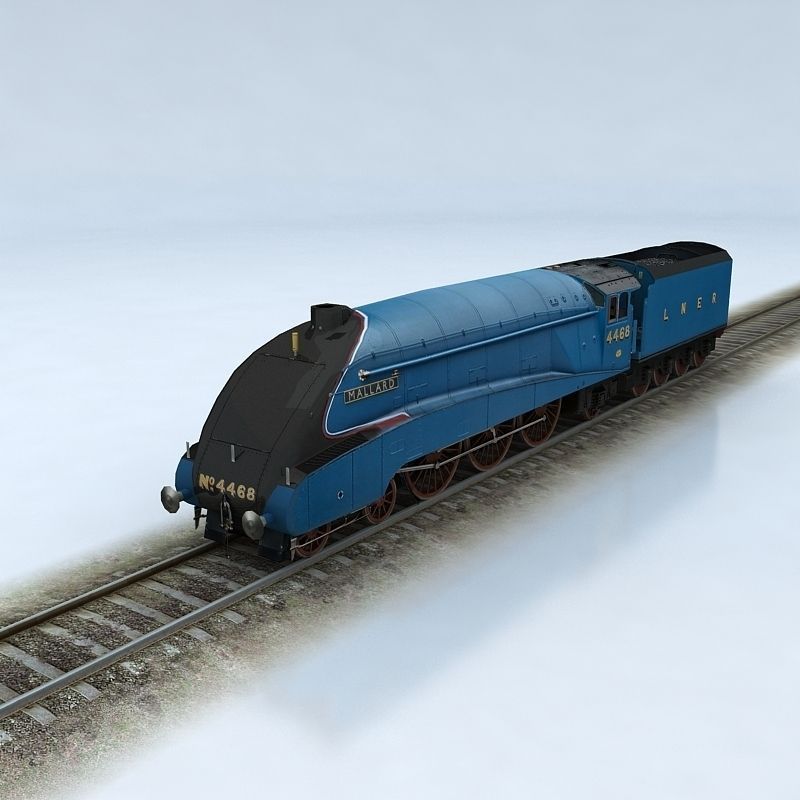 Trains Collection 3 train on tracks Low-poly 3D model_24