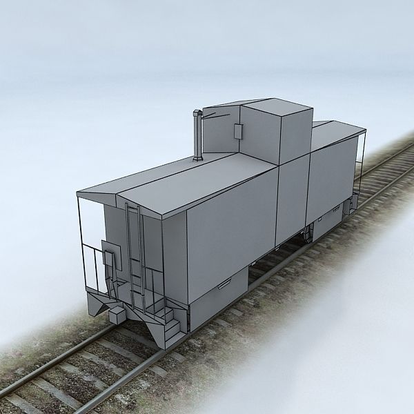 Trains Collection 3 train on tracks Low-poly 3D model_6