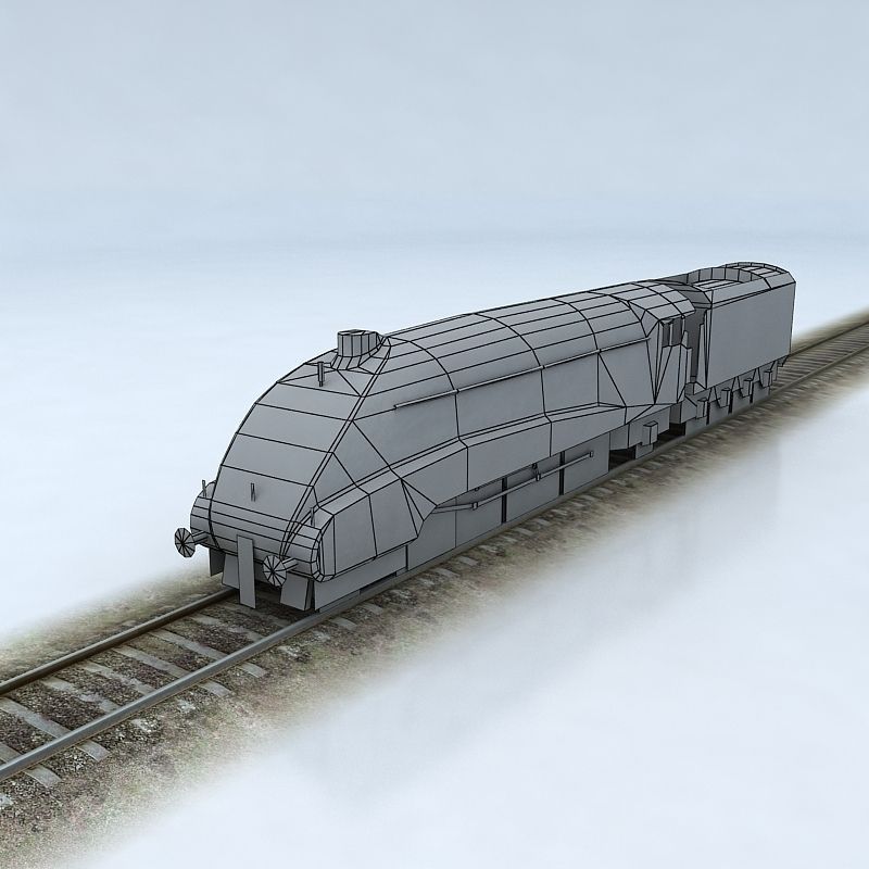 Trains Collection 3 train on tracks Low-poly 3D model_10