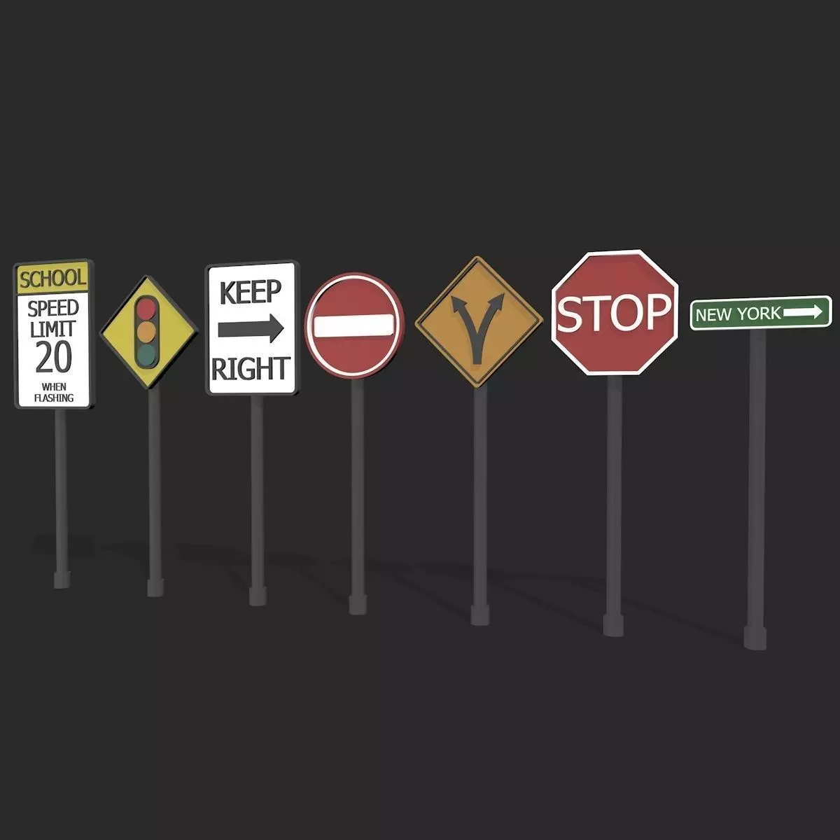 Road Signs  3D model_0