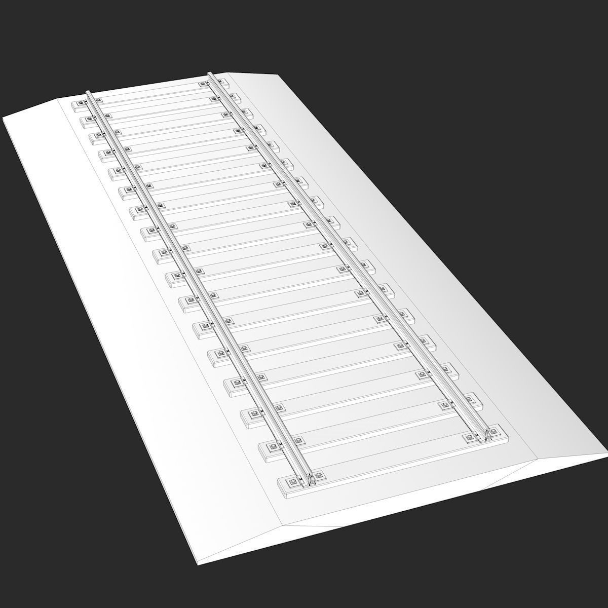 Railroad train track with flowers 3D model_4