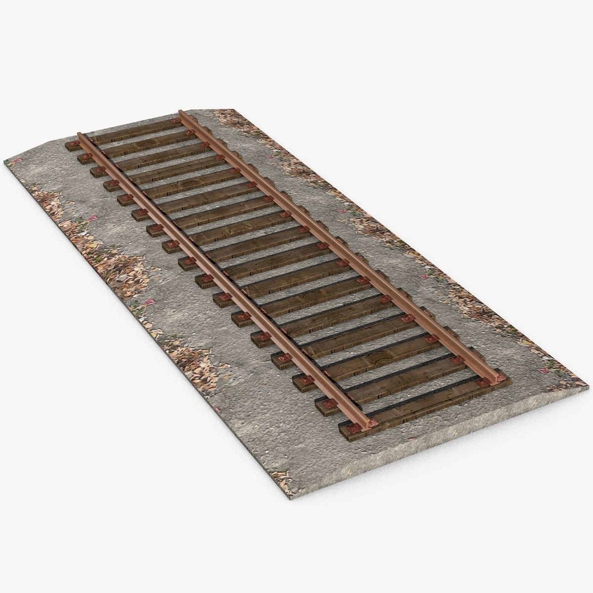 Railroad train track with flowers 3D model_1