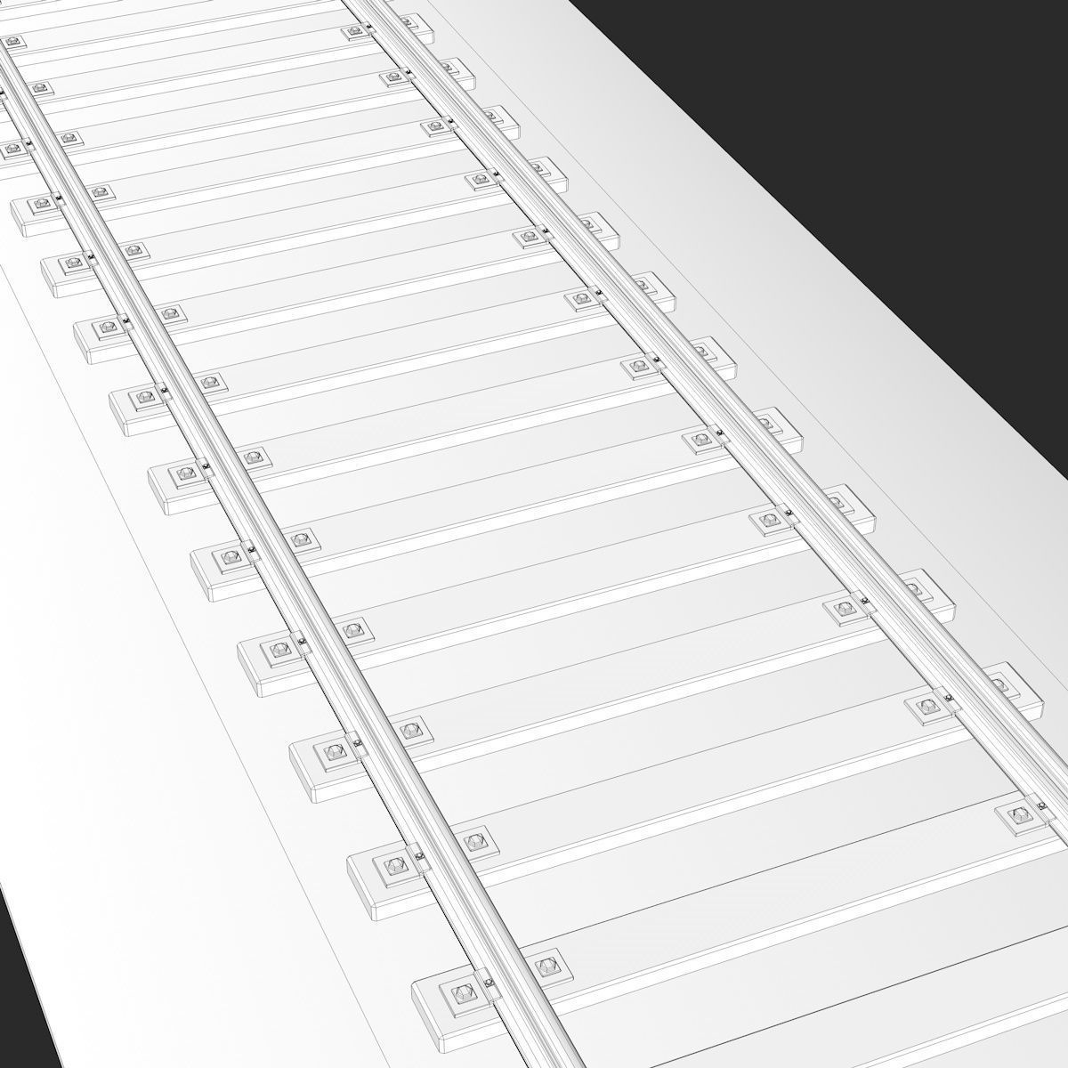 Railroad train track with flowers 3D model_5