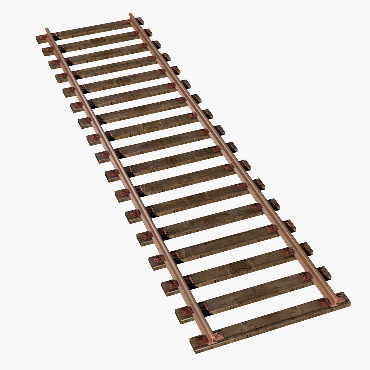 Railroad train track with flowers 3D model_2