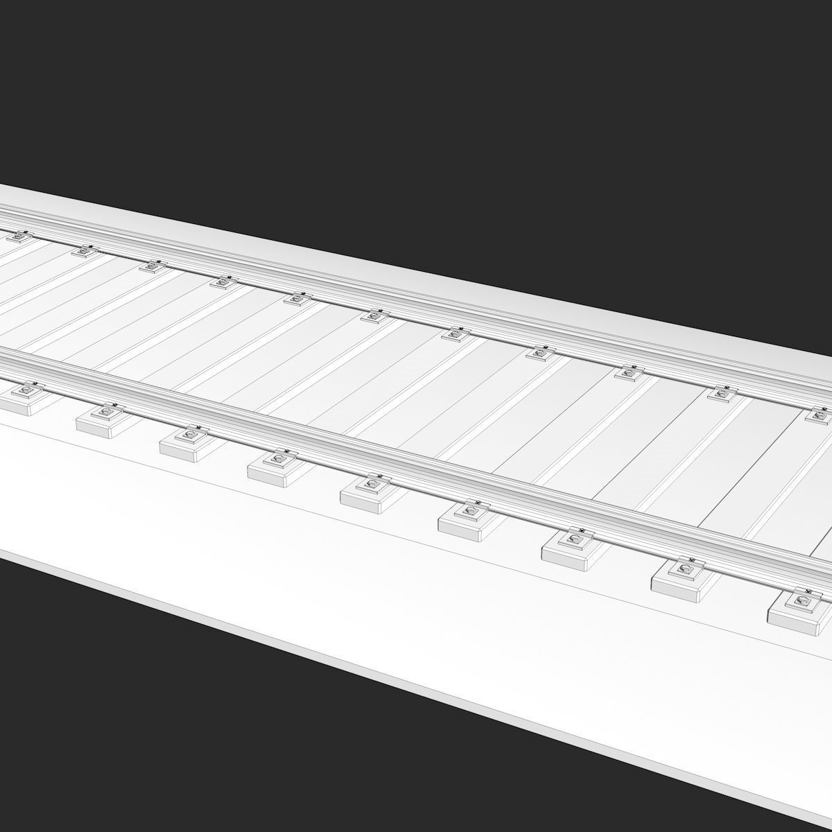 Railroad train track with flowers 3D model_3