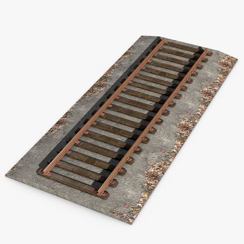 Railroad train track with flowers 3D model