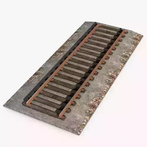Railroad train track with flowers 3D model