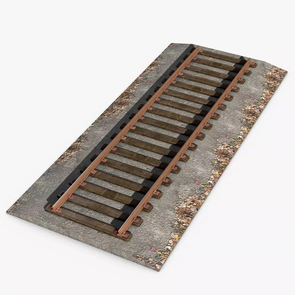 Railroad train track with flowers 3D model_0