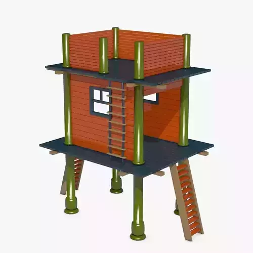 Playground tree house with ladders and stairs