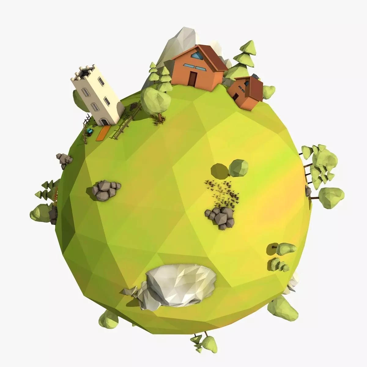 Cartoon Planet Low-poly 3D model