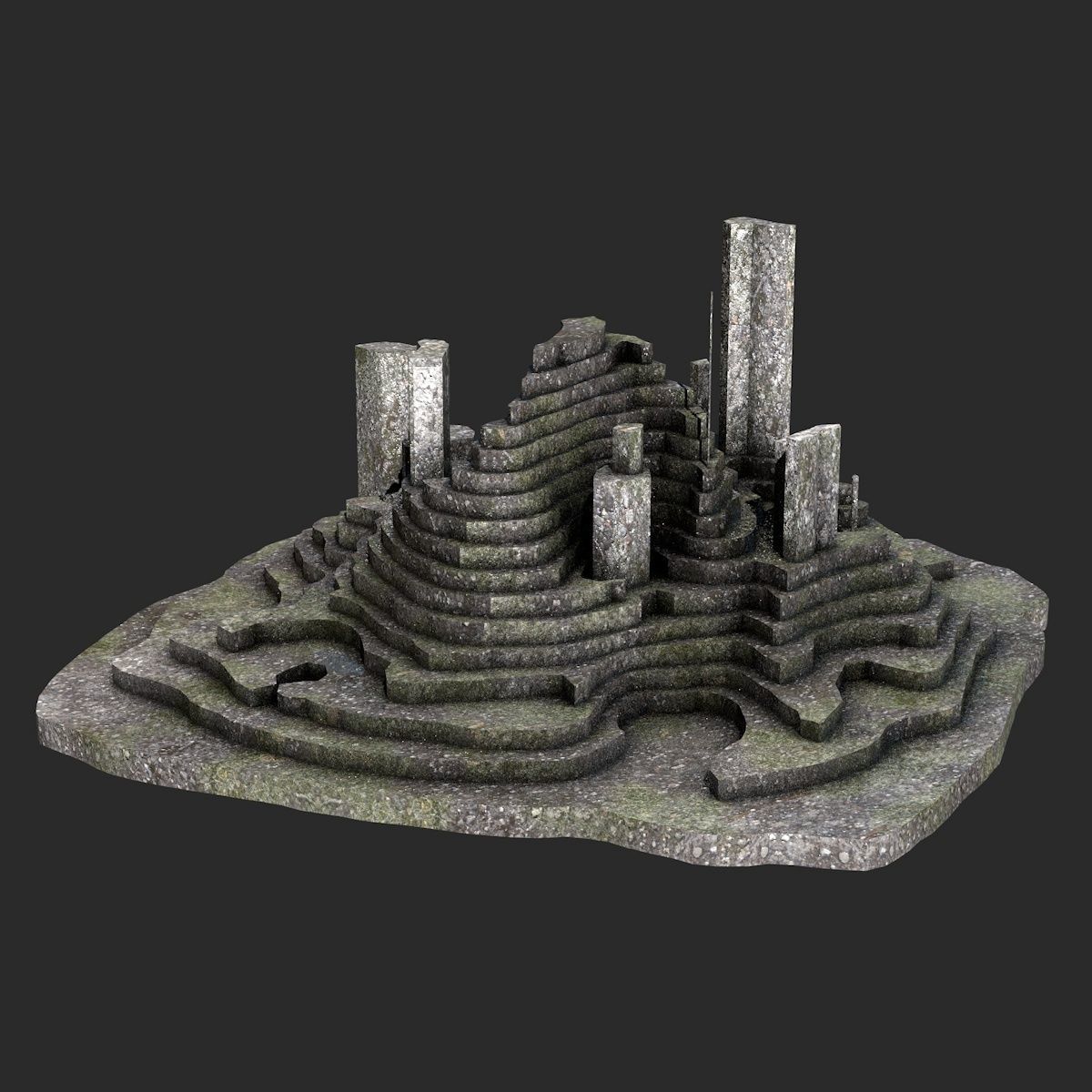 Stone Terrain Low-poly 3D model_6