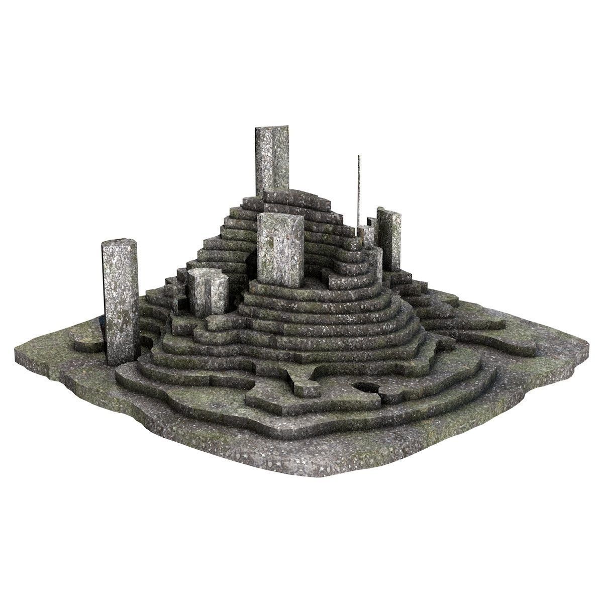 Stone Terrain Low-poly 3D model_4