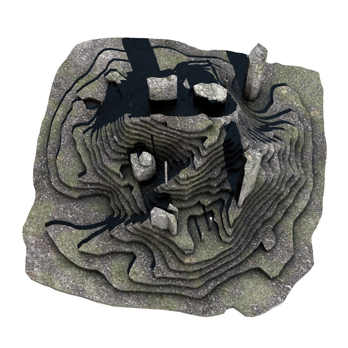 Stone Terrain Low-poly 3D model_5