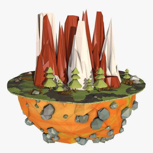 Cartoon Planet Landscape Low-poly 3D model