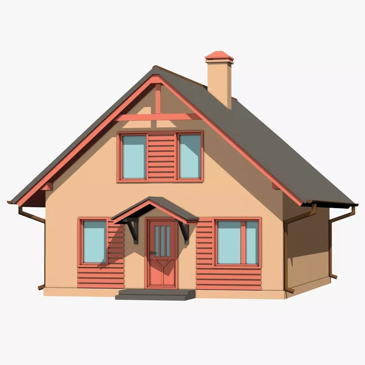 Idyllic Cartoon House Low-poly 3D model