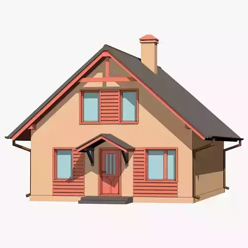 Idyllic Cartoon House  Low-poly 3D model