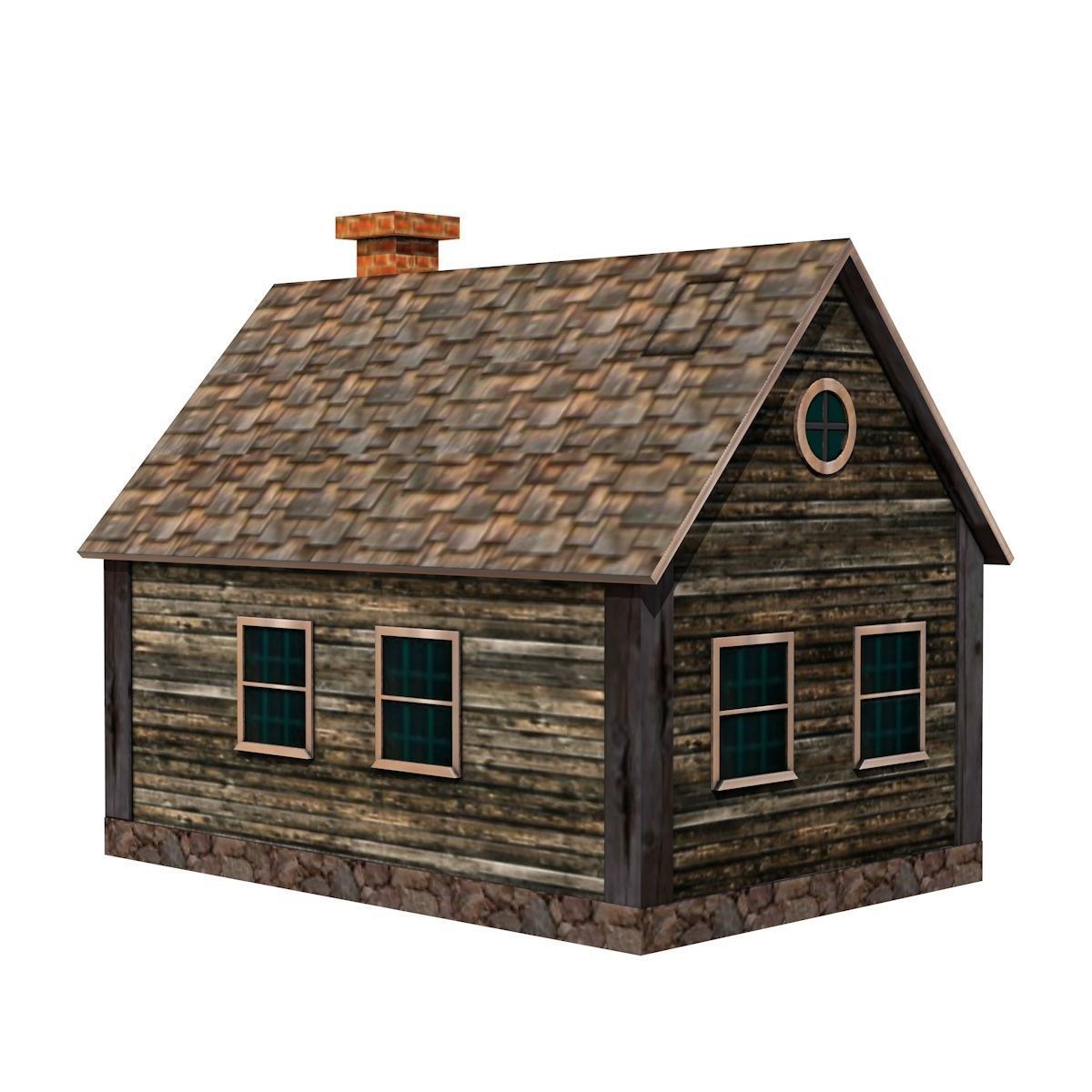 Medieval House  Low-poly 3D model_4