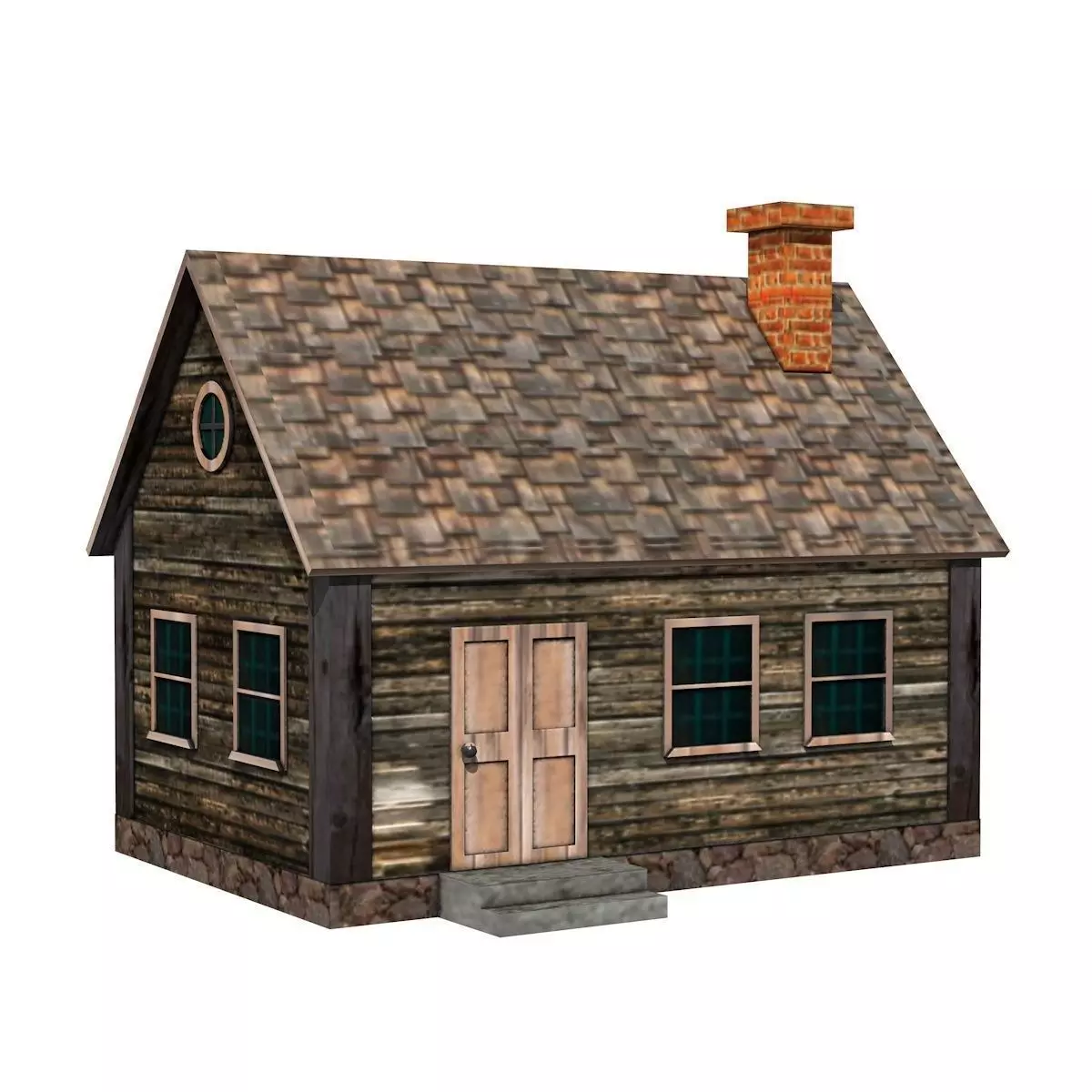 Medieval House  Low-poly 3D model_0