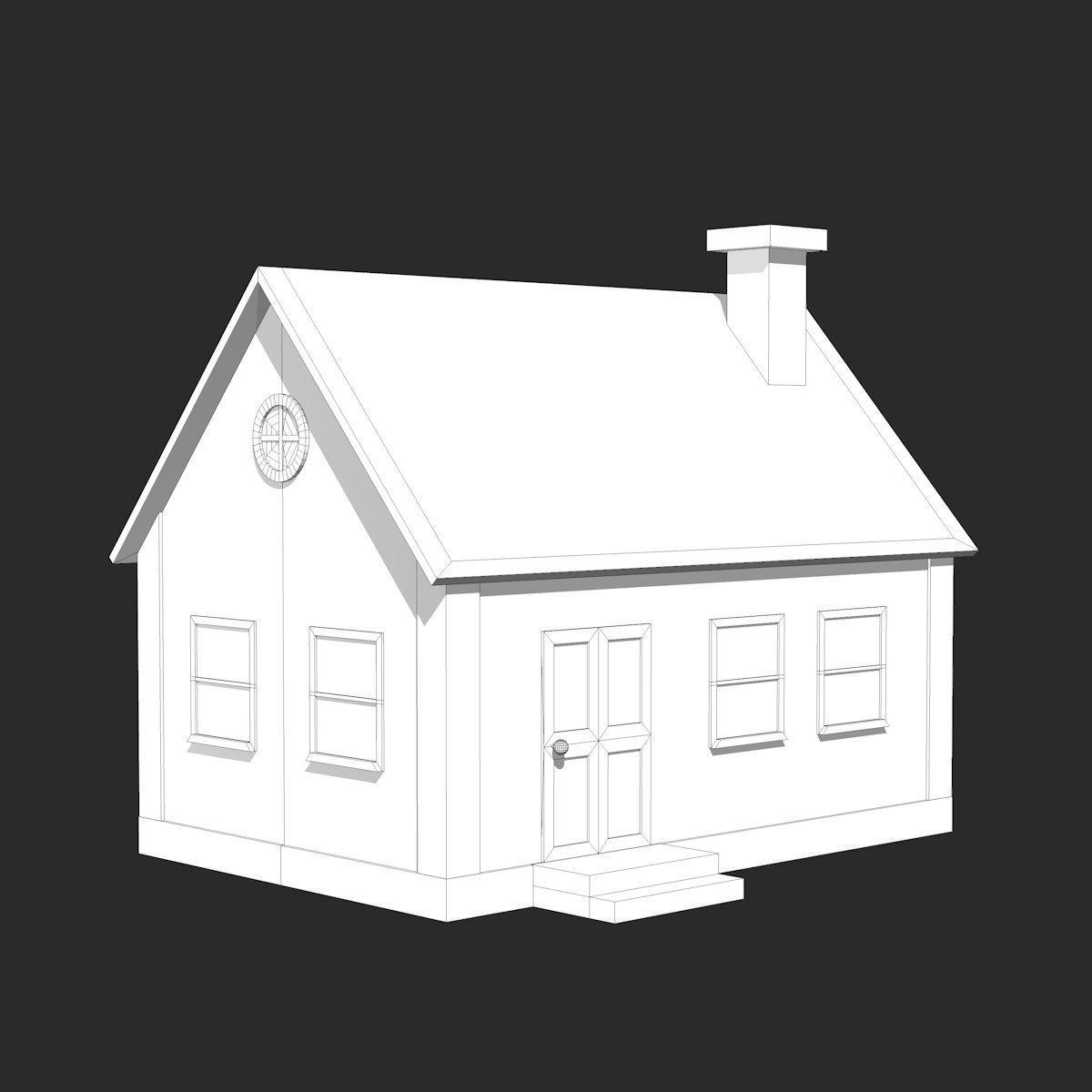 Medieval House  Low-poly 3D model_9