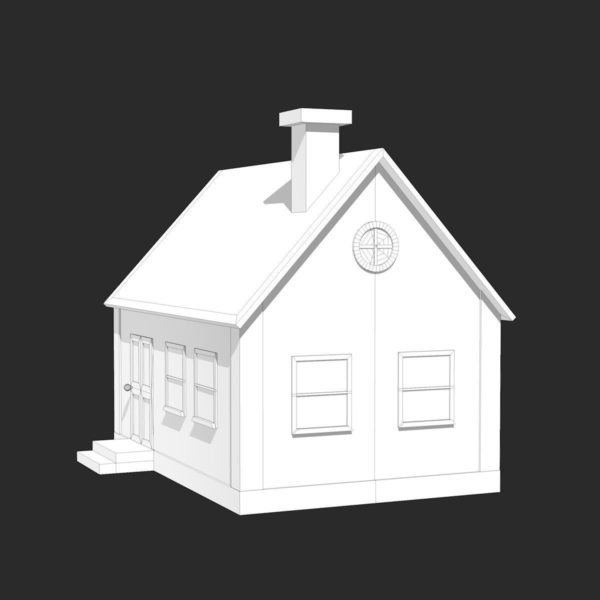 Medieval House  Low-poly 3D model_5