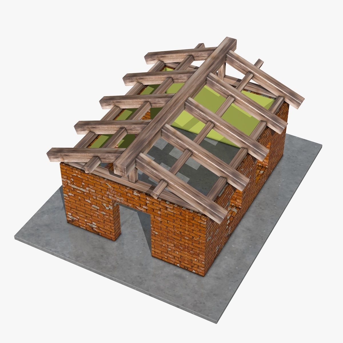 House under Construction Low-poly 3D model_2