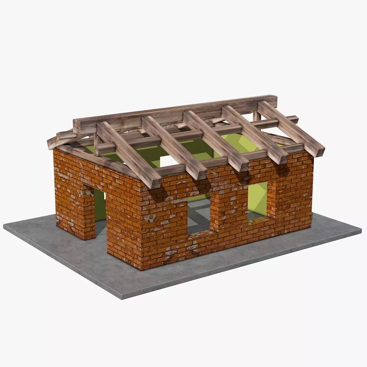 House under Construction Low-poly 3D model_0